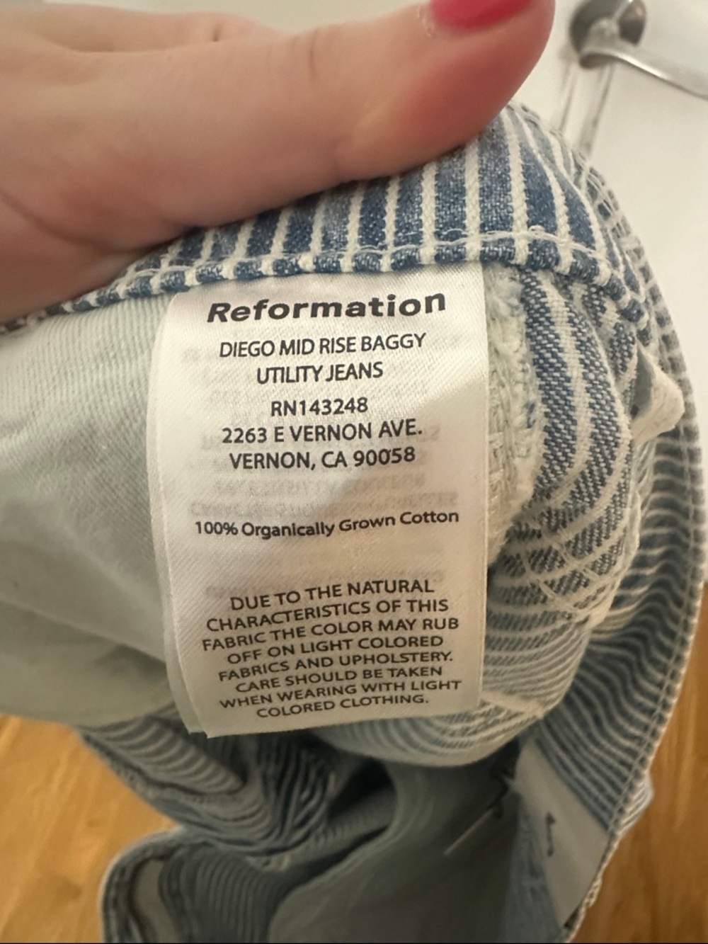 NWT Reformation Diego Mid Rise Baggy Utility Jeans in Island Stripe - Picture 10 of 13